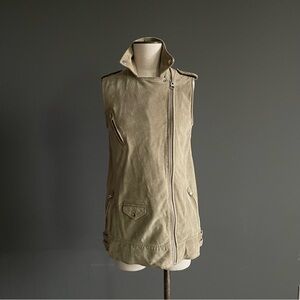 AllSaints Italian Suede Moto Utility Vest | US 8 (M/L)
